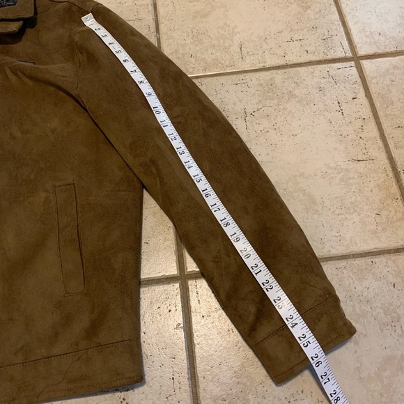 AE Emporio Suede-Feel Jacket - Faux Fur Collar Made in Italy Quilted Lining - L - Picture 13 of 13